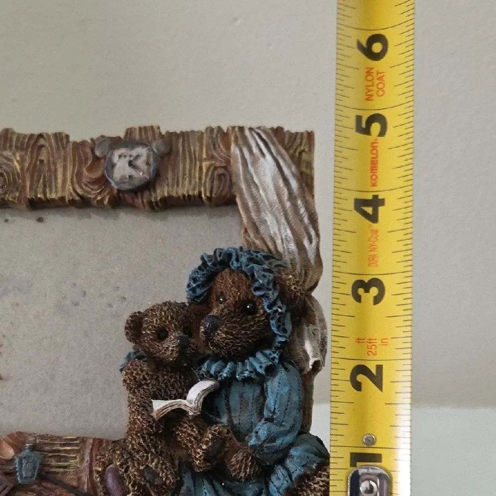 Charming Brown and Blue Bear Family Photo Frame